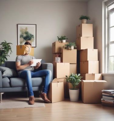 Professional movers loading furniture into a close body container truck.