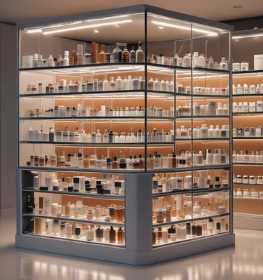 A well-lit showcase featuring a selection of top-tier items with clear labels.