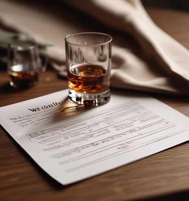 A group photo of the Whiskey Society Papers club smiling outdoors near a Washington vineyard.