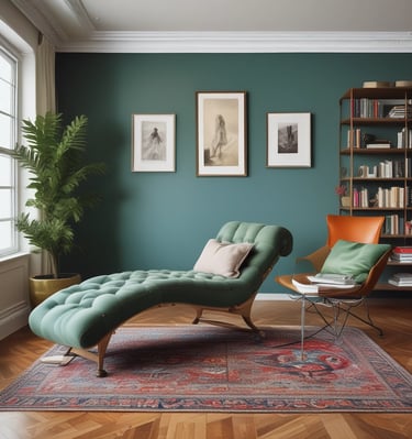 Soft natural light filtering through window blinds in the therapy space.