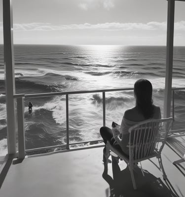 A serene outdoor setting where a client reflects thoughtfully during a transformational coaching walk.