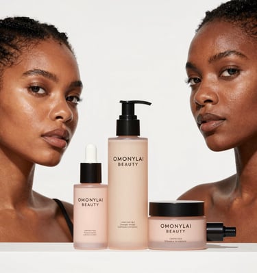 A diverse group of smiling women applying natural lotion in a sunlit garden.