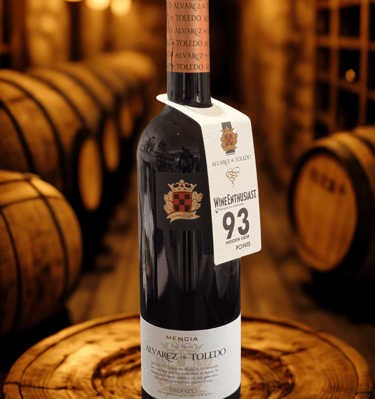 Flasche spanischer Rotwein Palacio de Arganza Jahrgang 2021 D.O. Bierzo.