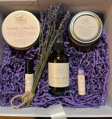 lavender gift package with lavender lotion bar lavender soap lavender honey lip balm bath salts 