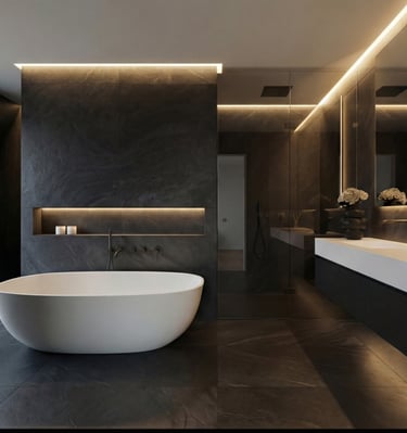 Detailaufnahme moderner Badmaterialien und Oberflächen für Kunden aus Straubing