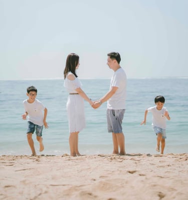 intimate family session at The Mulia Bali beach front