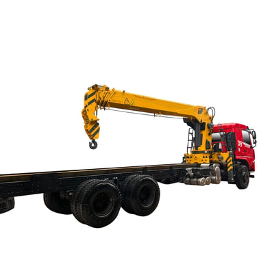A 14 ton Telescopic Boom Truck Mounted Crane with 5 section arms, displayed on a white background.