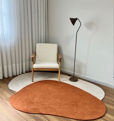 Minimalist modern rug design by Rasida Creation, handmade with care