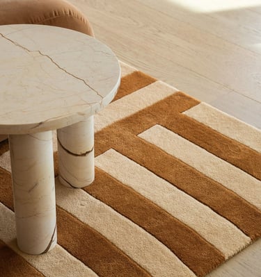 Minimalist modern rug design by Rasida Creation, handmade with care