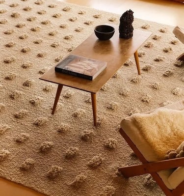 Minimalist modern rug design by Rasida Creation, handmade with care