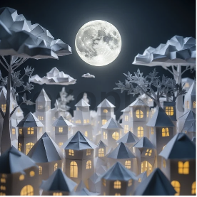 AI Moonlit Origami City