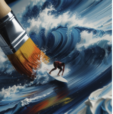 AI -Acrylic wave painting on canvas.