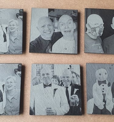 Number of Laser Engraved Slate Photo Coasters
