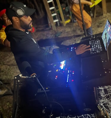 DJ Smoov performing at a halloween party.