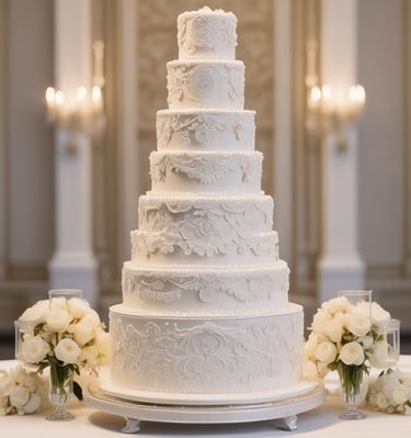 A luxurious black and gold wedding cake adorned with floral accents.