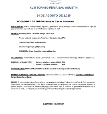 Reglamento | XVIII Torneo de Golf Feria San Agustin