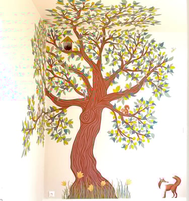 chambre bébé particulier client sur mesure peintre muraliste Normandie fresque Fresh Vire Calvados