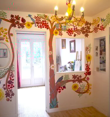 Grand arbre peinture personnalisation de mur salon maison déco intérieure Fresh Fresque Caen France