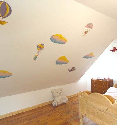 alternative au papier-peint peinture sur mesure selon vos besoins paysage de ciel chambre enfant