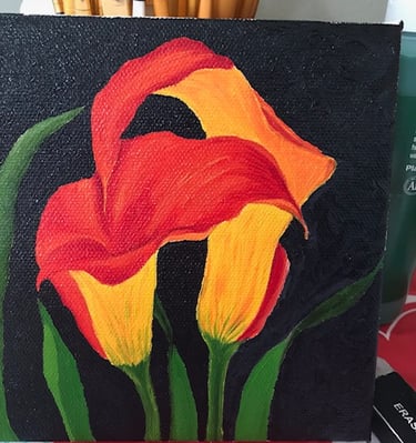 Two Red and Yellow Flowers