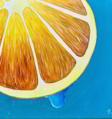 Orange Slice Dripping with Juice painting