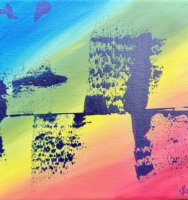 Sillhouette on Rainbow Background Painting
