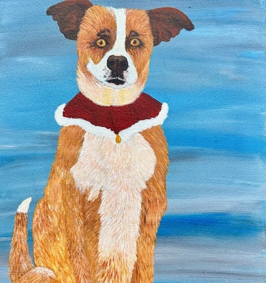 Portrait of Dog During Christmas Painting