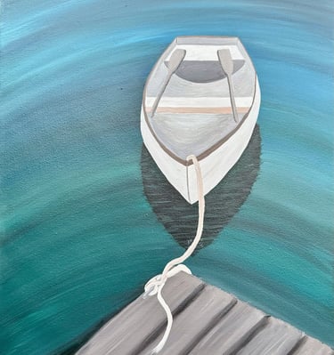 Boat Tied to Dock Painting