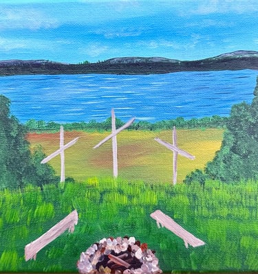 China Lake Camp Crosses Painting