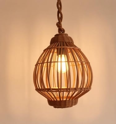 Afro-Bohemian Woven rattan pendant light
