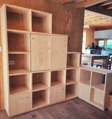 Bibliothèque d'architecte en bois massif