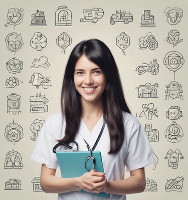 A commercial building with multiple signs indicating various businesses, such as 'St. Peter Life Plan' and 'PNB'. Cars and motorcycles are parked in front. The structure is three stories high, with a yellow and brown facade. Pedestrians are walking on the sidewalk.