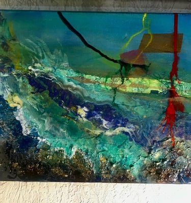 Mixed media. Acrylic, epoxy rein, inks.