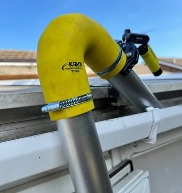 Gutter cleaning system with a Ferret inspection camera attached