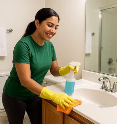 Commercial restroom cleaning service by Dust Be Gone ensuring hygienic business environment in Scott