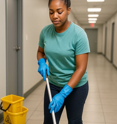 Professional commercial hallway cleaning by Dust Be Gone maintaining business facility in Tempe