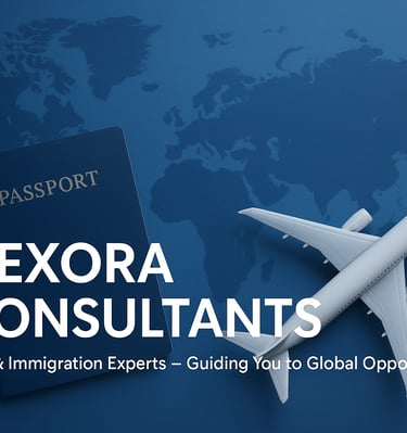 Nexora Consultants visa immigration experts passport airplane world map