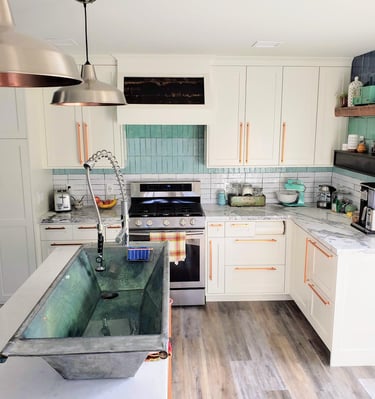 modern smart kitchen.  Custom French bath sink and cabinets.  personalized kitchen Colorado Springs.