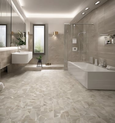 teal, purple, and brown tile