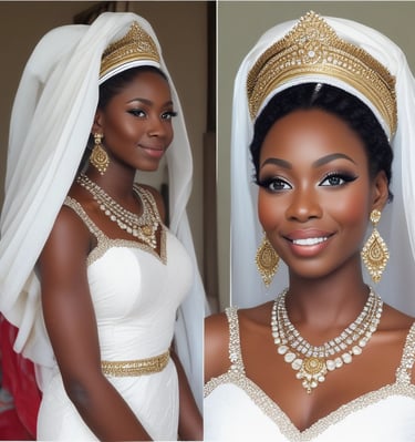 Traditional bridal makeup with bold lips and classic eyeliner on a joyful bride.