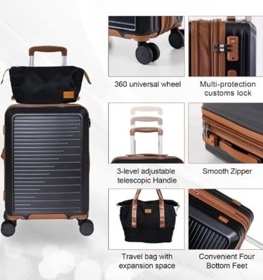 20-inch expandable carry-on luggage set with 360-degree spinner wheels, TSA-approved lock, durable p