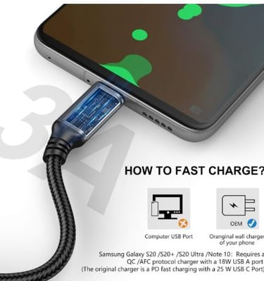 5-pack 6ft USB-C charging cables, nylon braided.