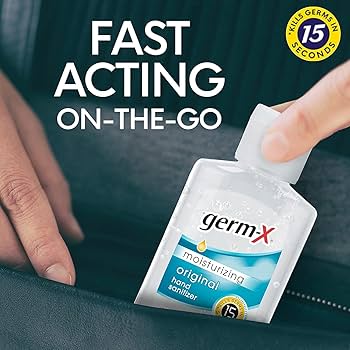 Germ-X hand sanitizer gel bottle.