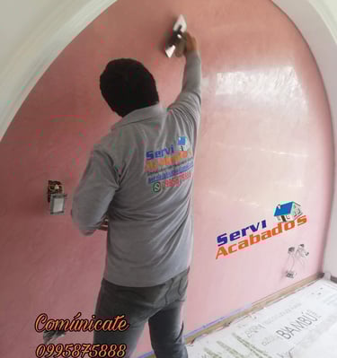 Estuco Veneciano de color rosa una excelente alternativa en decoración
