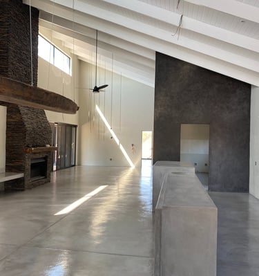 Modern minimal seamless floor and wall finishes by Tswanacrete Botswana.
