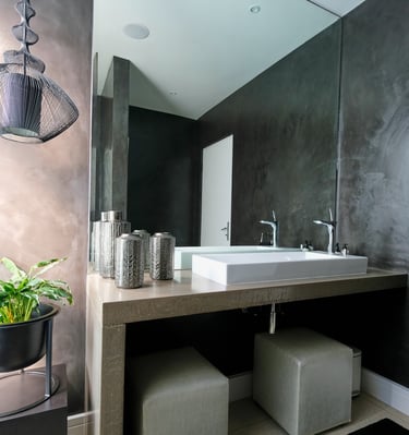 Graphite SatinCrete wall finish by Cemcrete — refined cement surface providing a polished, contemporary look