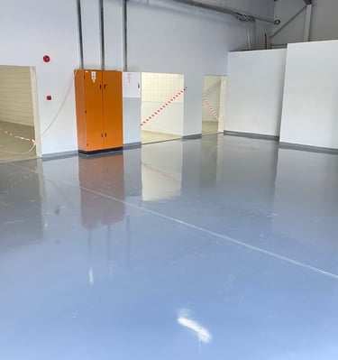 Tswanacrete Botswana industrial loading bay warehouse flooring with heavy-duty epoxy polyurethane coating.