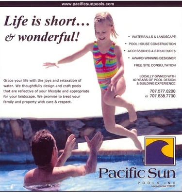 Advertisement for Pacific Sun Pools in San Diego, California.
