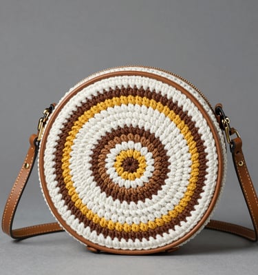 Artisan hands carefully finishing details on a custom crochet bag in pastel colors.