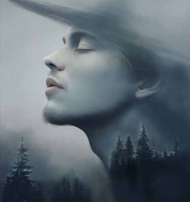 Man in hat in wilderness